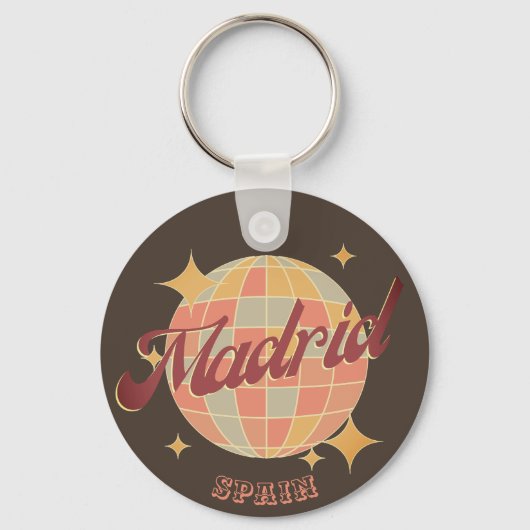 Madrid Spanje Disco bal Retro  Sleutelhanger (Voorkant)