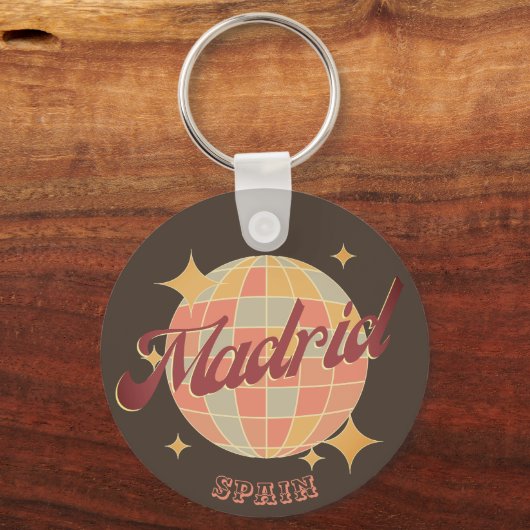 Madrid Spanje Disco bal Retro  Sleutelhanger (Voorkant)