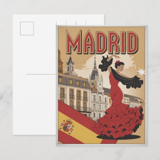  Madrid Spanje flaminco souvenirs, geschenken Briefkaart (Voorkant / Achterkant)