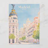 Madrid Spanje Gouache Schilderillustratie Reizen Briefkaart (Voorkant)