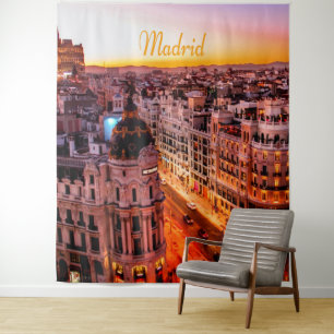 Madrid Spanje Hoofdstad Skyline Wandkleed