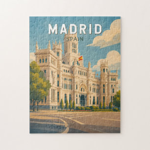 Madrid Spanje Illustratie Reis Kunst Vintage Legpuzzel