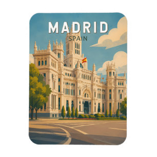 Madrid Spanje Illustratie Reis Kunst Vintage Magneet
