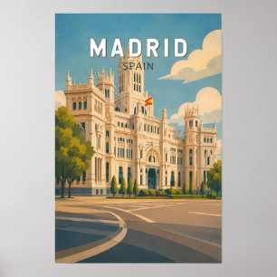 Madrid Spanje Illustratie Reis Kunst Vintage Poster