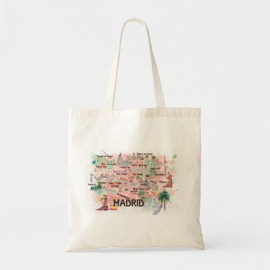 Madrid Spanje Illustratieve kaart met hoofdwegen Tote Bag (Voorkant)