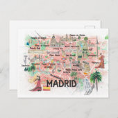 Madrid Spanje illustreerde reiskaart met wegen Briefkaart (Voorkant / Achterkant)