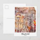 Madrid Spanje Kunst Reizen Waterverf Hand getekend Briefkaart (Voorkant / Achterkant)
