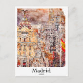 Madrid Spanje Kunst Reizen Waterverf Hand getekend Briefkaart (Voorkant)