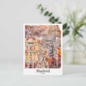 Madrid Spanje Kunst Reizen Waterverf Hand getekend Briefkaart (Staand voorkant)