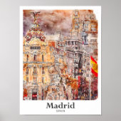 Madrid Spanje Kunst Reizen Waterverf Hand getekend Poster (Voorkant)