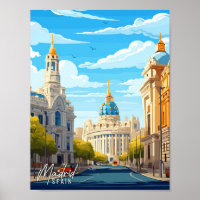 Madrid Spanje Kunst vintage reisillustratie