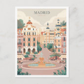 Madrid Spanje Kunst Vintage Reizen Illustratie Briefkaart (Voorkant)