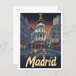 Madrid Spanje Kunst Vintage Reizen Illustratie Briefkaart