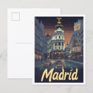Madrid Spanje Kunst Vintage Reizen Illustratie Briefkaart
