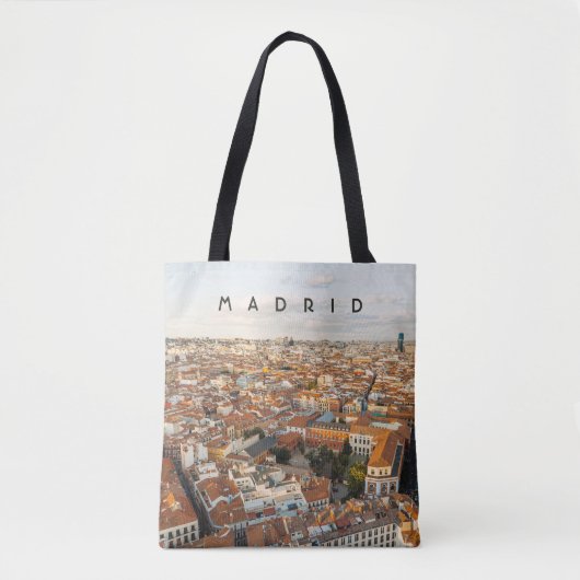 Madrid Spanje Luchtstadsbeeld Reizen Tote Bag (Voorkant)