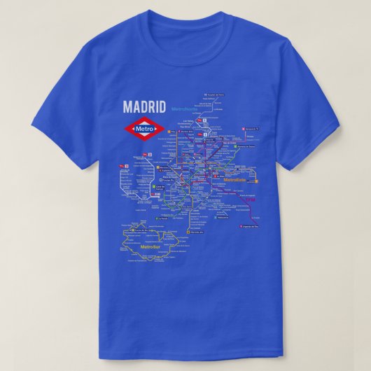 Madrid Spanje Metro Subway Train Map Spaans Langua T-shirt (Design voorkant)