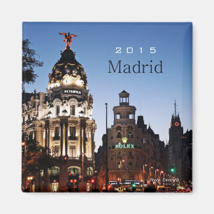 Madrid Spanje Nighttime Scene Magnet Change Year