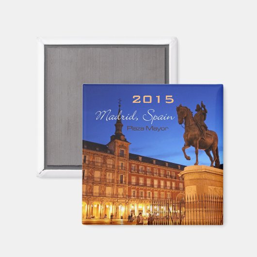 Madrid Spanje Nighttime Scène Magnet Verander Jaar (Voorkant / Achterkant)