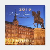 Madrid Spanje Nighttime Scène Magnet Verander Jaar (Voorkant)