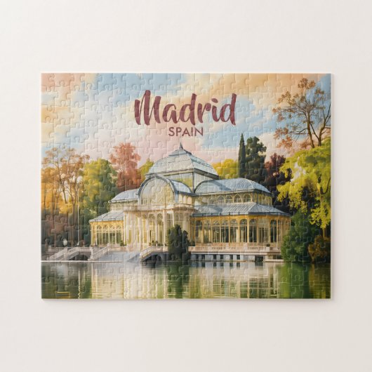 Madrid Spanje Palacio de Cristal Aquarel Reis Legpuzzel (Horizontaal)