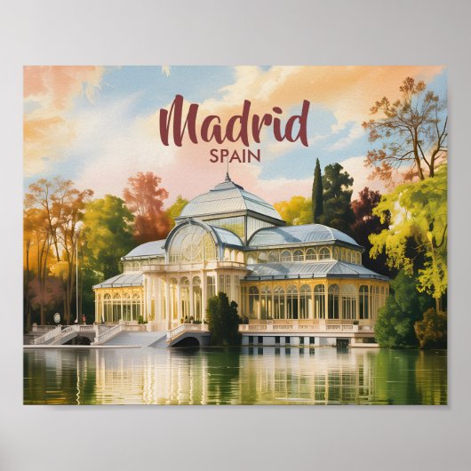 Madrid Spanje Palacio de Cristal Aquarel Reis Poster (Voorkant)