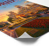Madrid Spanje Plaza de Cibeles Zonsondergang Uitzi Poster (Hoek)