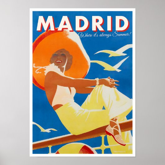 Madrid Spanje poster van het vintage-tarief (Voorkant)