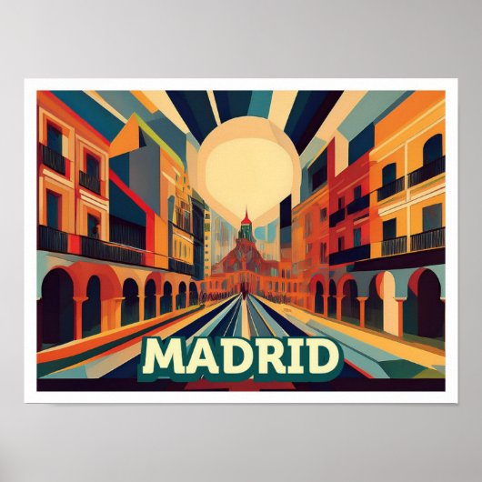 Madrid Spanje Reis artistiek kleurrijk Poster (Voorkant)