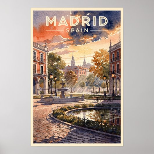 Madrid Spanje Reis Vintage Poster (Voorkant)