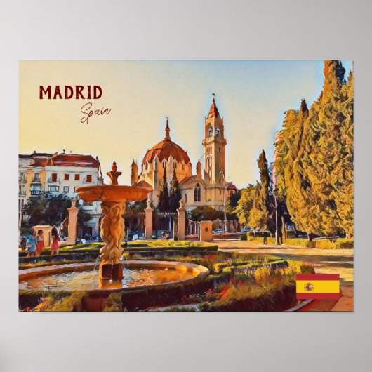 Madrid Spanje Reislandschap souvenir Poster (Voorkant)