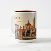 Madrid Spanje Reislandschap souvenir Tweekleurige Koffiemok (Voorkant links)