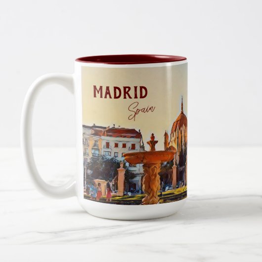 Madrid Spanje Reislandschap souvenir Tweekleurige Koffiemok (Links)