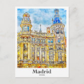 Madrid Spanje Reizen Waterverf Hand getekend Briefkaart (Voorkant)