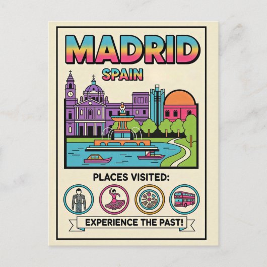 Madrid Spanje Retro Jaren 90 Reizen  Briefkaart (Voorkant)