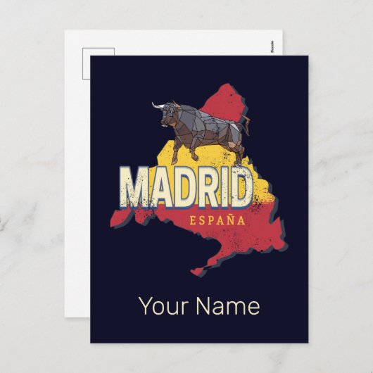 Madrid Spanje Retro Regio Kaart  Bull (Voorkant / Achterkant)