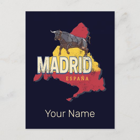 Madrid Spanje Retro Regio Kaart  Bull (Voorkant)