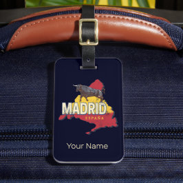 Madrid Spanje Retro Regio Kaart Bull Bagagelabel