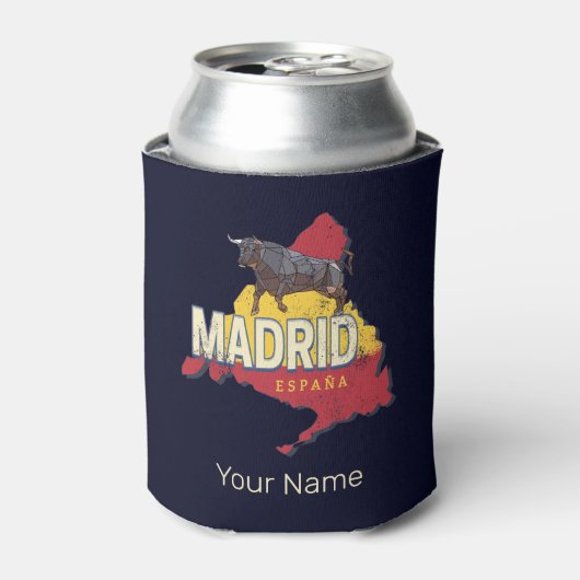 Madrid Spanje Retro Regio Kaart  Bull Blikjeskoeler (Blikje Voorkant)