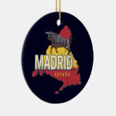 Madrid Spanje Retro Regio Kaart  Bull Keramisch Ornament (Rechts)