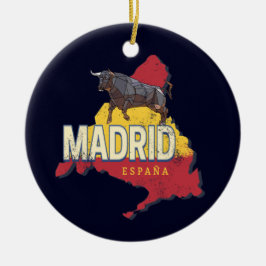 Madrid Spanje Retro Regio Kaart Bull Keramisch Ornament