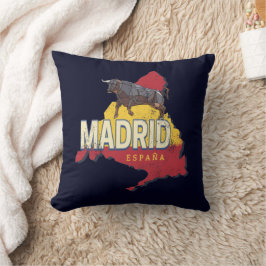 Madrid Spanje Retro Regio Kaart Bull Kussen