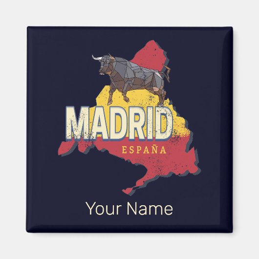 Madrid Spanje Retro Regio Kaart Bull Magneet (Voorkant)