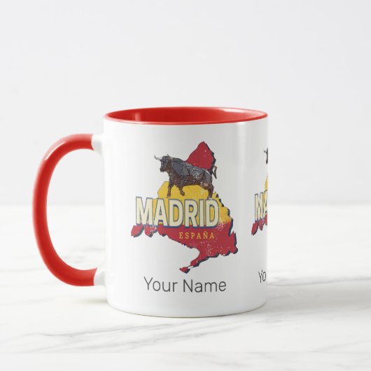 Madrid Spanje Retro Regio Kaart  Bull Mok (Links)