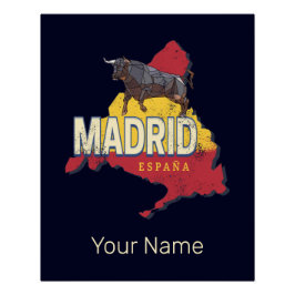 Madrid Spanje Retro Regio Kaart Bull Perfect Poster