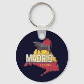 Madrid Spanje Retro Regio Kaart  Bull Sleutelhanger (Voorkant)