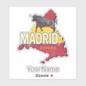 Madrid Spanje Retro Regio Kaart  Bull Sticker (Vel)