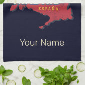 Madrid Spanje Retro Regio Kaart  Bull Theedoek (Gevouwen)