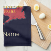 Madrid Spanje Retro Regio Kaart  Bull Theedoek (Quarter Fold)