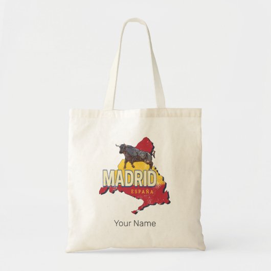 Madrid Spanje Retro Regio Kaart  Bull Tote Bag (Voorkant)