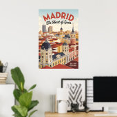 Madrid Spanje Retro Silhouette Stadsgezicht Reizen Poster (Thuiskantoor)
